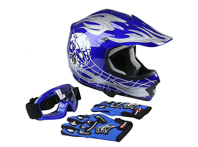 tcmt youth kids helmet + googles + gloves dirt bike offroad