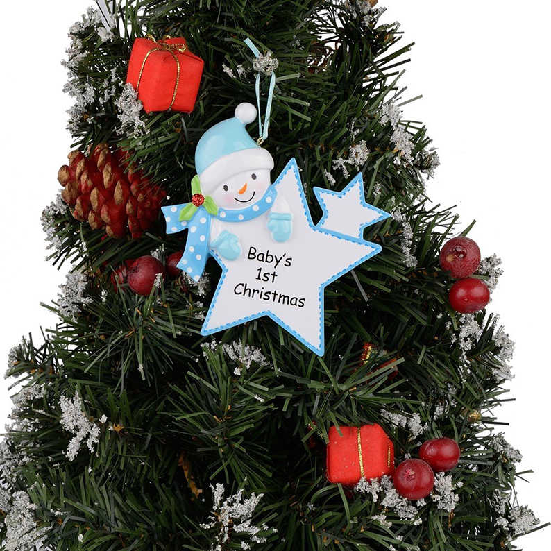 Baby's 1 Christmas Ornament Baby Boy Star