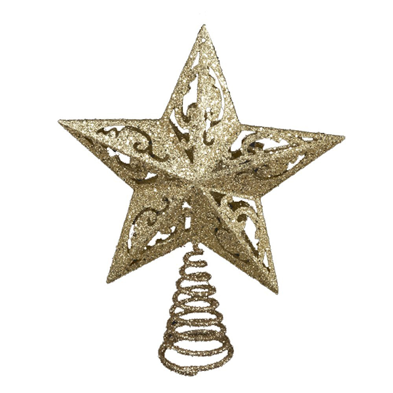 Gold Glittered 5 Point Star Treetop