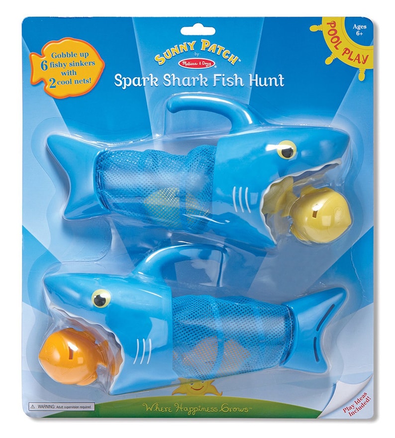 Sunny Patch Spark Shark Fish Hunt Pool Game With 2 Nets and 6 Fish to Catch