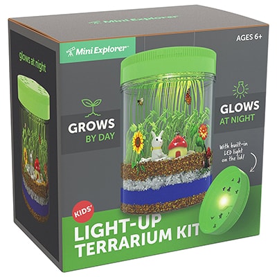 Light-up Terrarium Kit for Kids with LED Light on Lid