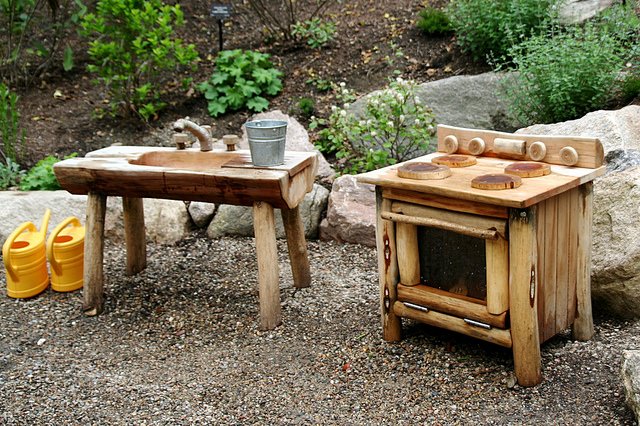 Outdoor wooden kitchen